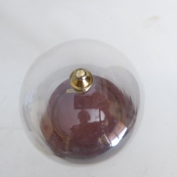 10” DECORATIVE GLASS ORNAMENT CLOCHE DISPLAY DOME COVER GOLD METAL WOOD BASE - Picture 4 of 7
